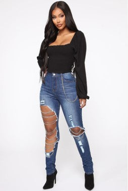 Women's Fashion Casual Simple Ripped Jeans