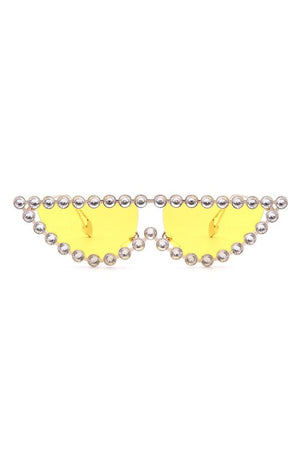 Women Rhinestone Pearl Cat Eye Fashion Sunglasses