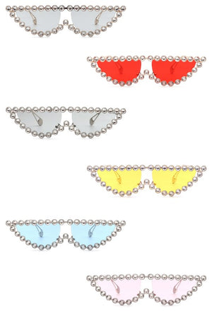 Women Rhinestone Pearl Cat Eye Fashion Sunglasses