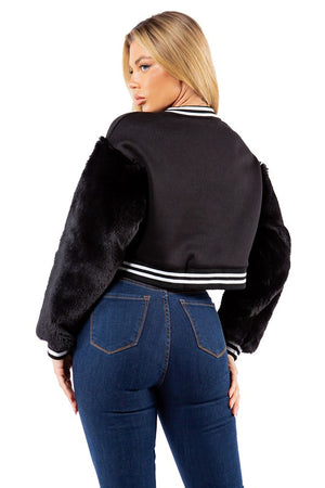 SEXY BOMBER WITH FAUX FUR JACKET