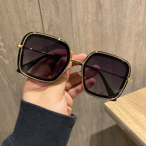 Retro Big Frame Square Brown Sunglasses For Women