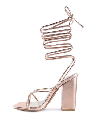 SHEWOLF LACE UP HIGH HEEL SANDALS