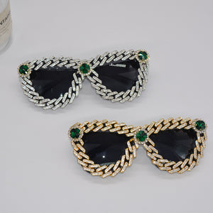 Large Frame Cat Eye Diamond Sunglasses Plastic Sunglasses For Women