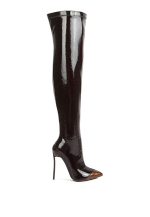 Chimes High Heel Patent Long Boots