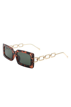 Square Flat Top Chain Link Design Sunglasses