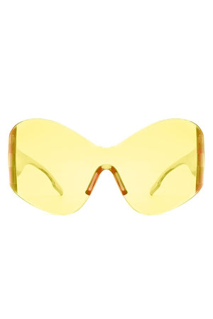 Fashion Rimless Oversized Wraparound Sunglasses