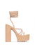 high heel platform sandal with thin strap upper la