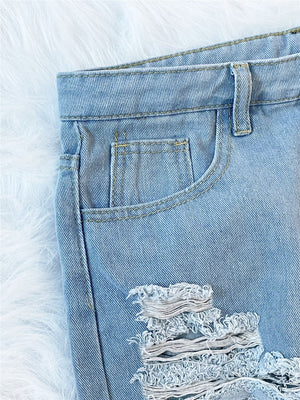 Washed And Frayed Straight-leg Jeans