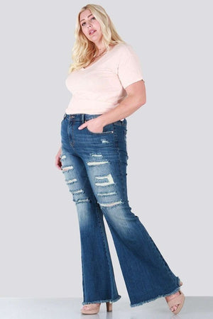 Plus Size Boot Cut With Destroyed Jeans